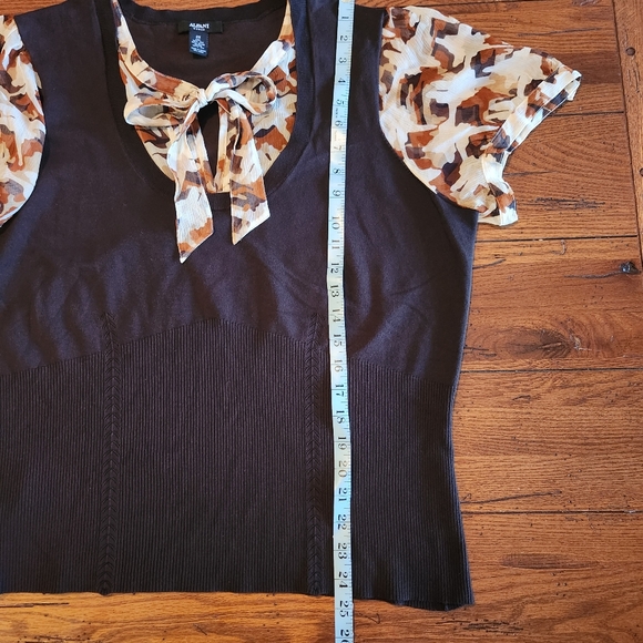Alfani Silk blend faux layered blouse Size 2X Colors browns and tan - Picture 7 of 11